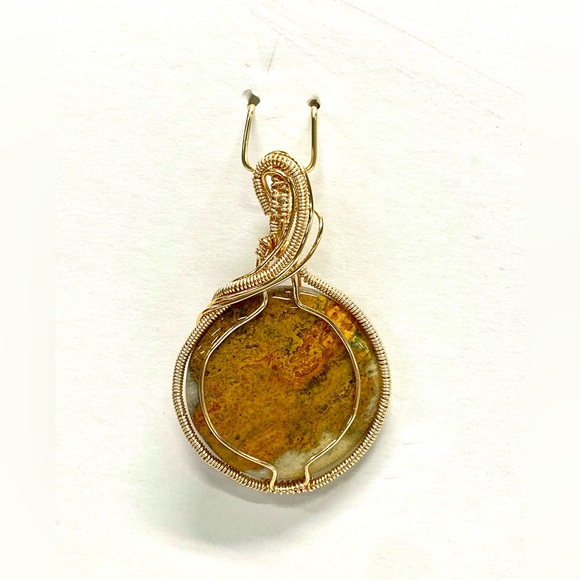 HANDMADE Bumblebee Jasper Cabochon Hand Wrapped Pendant, Artisan Jewelry Gift - Picture 8 of 10